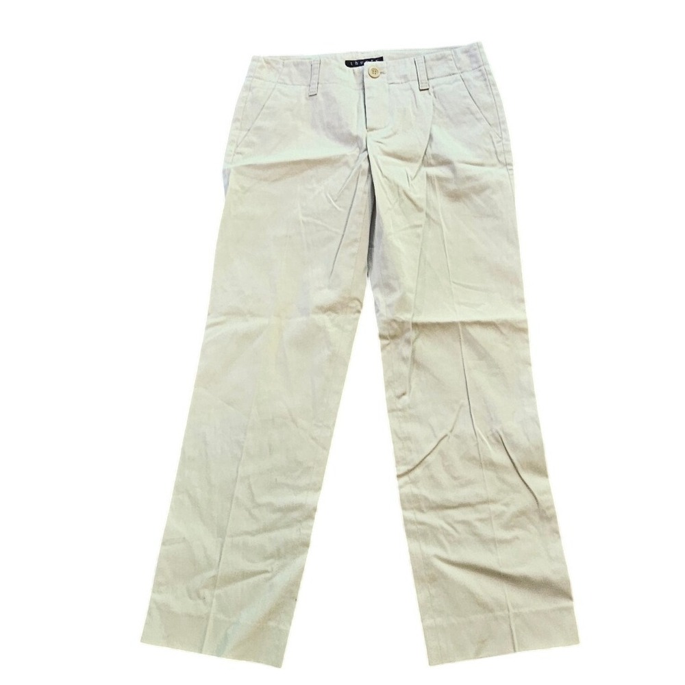 Theory Khaki Straight Leg Dress Pants, Size 00, Cotton Blend